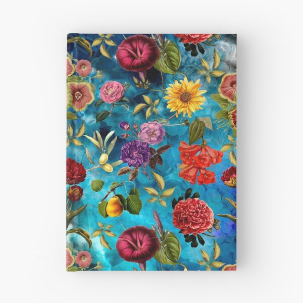 Item preview, Vintage flowers and roses exotic summer garden, botanical pattern, floral illustration, aqua blue vintage floral  designed and sold by ZeinabTaha.
