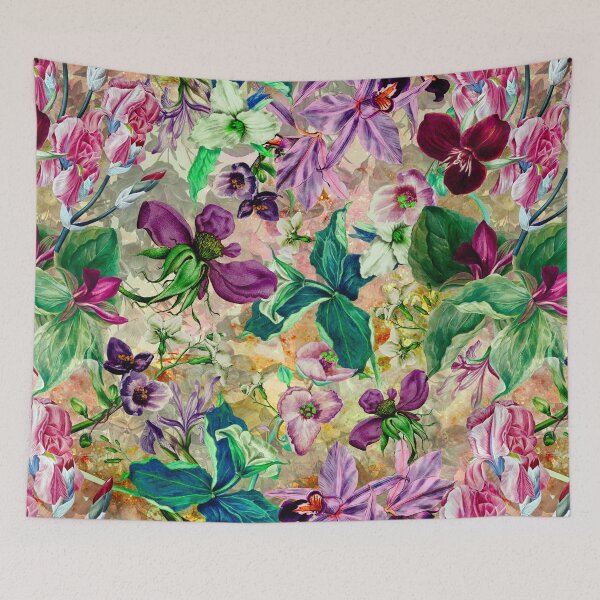 Artikelvorschau, Exotischer verträumter Blumenhimmel, botanische Illustration, Blumenmuster, gelbbeige Blumen entworfen und verkauft von ZeinabTaha.