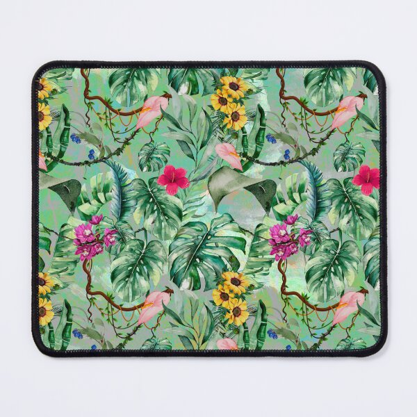 Item preview, Exotic green forest, leaves and flowers tropical pattern, botanical illustration, floral illustration designed and sold by ZeinabTaha.