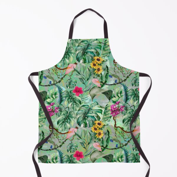 Item preview, Exotic green forest, leaves and flowers tropical pattern, botanical illustration, floral illustration designed and sold by ZeinabTaha.