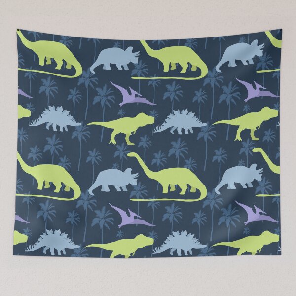 Item preview, Dinosaur pattern on navy blue designed and sold by Quick Brown Fox Canada.