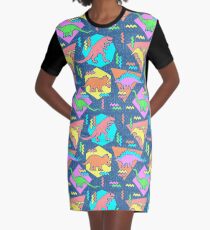 Neunziger Jahre Dinosaurier Muster T-Shirt Kleid