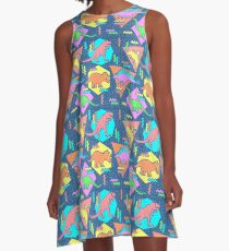 Nineties Dinosaurs Pattern A-Line Dress