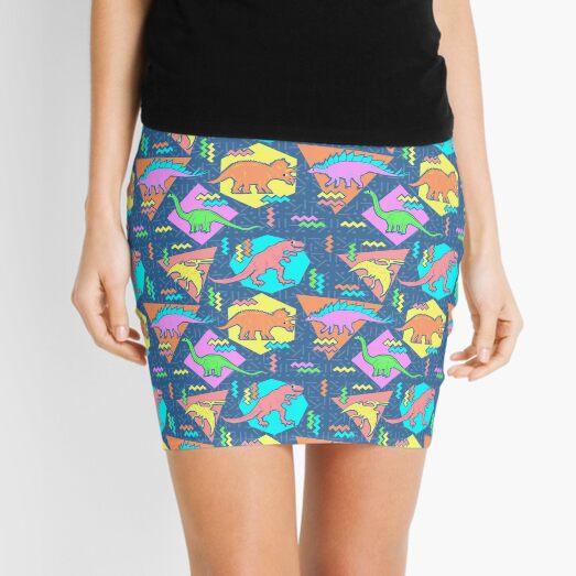 Nineties Dinosaurs Pattern Mini Skirt