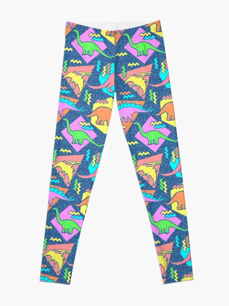 Thumbnail 3 of 5, Leggings, Nineties Dinosaurs Pattern designed and sold by chobopop.