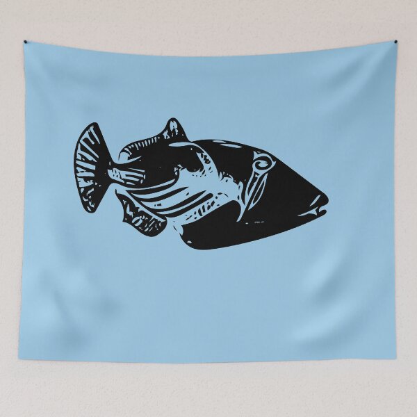 Aperçu de l'œuvre Un lagon/Blackbar Triggerfish Black Design peinture impression créée et vendue par designsasstultd.