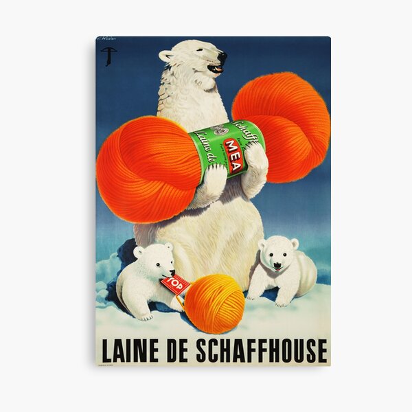 Laine De Schaffhouse Knitting Yarn 1952 Retro Swiss Advertisement Poster  Canvas Print