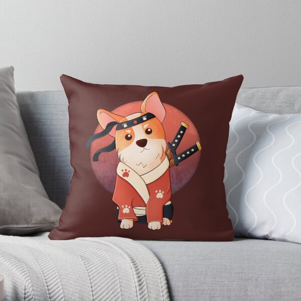 Ninja Corgi Throw Pillow