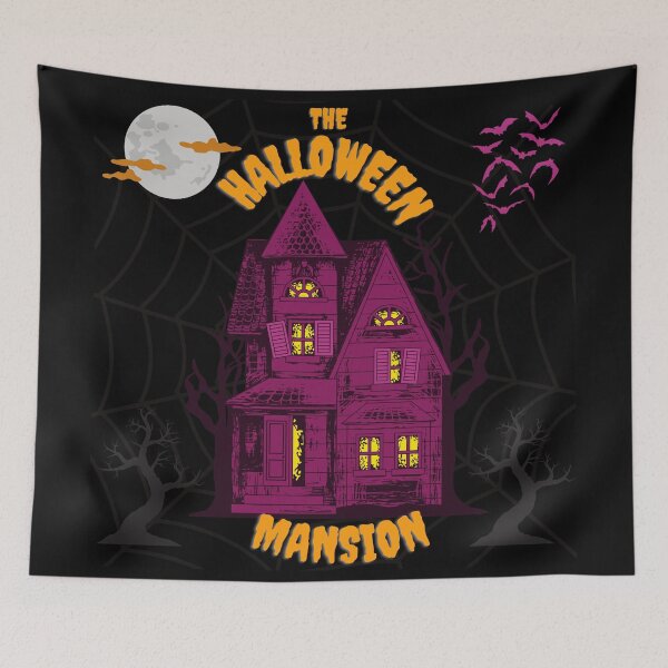 Item preview, Halloween Mansion with Purple Bats and web designed and sold by adoredigitals.