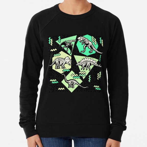 Neon Skelett Dinosaurier Muster Leichter Pullover