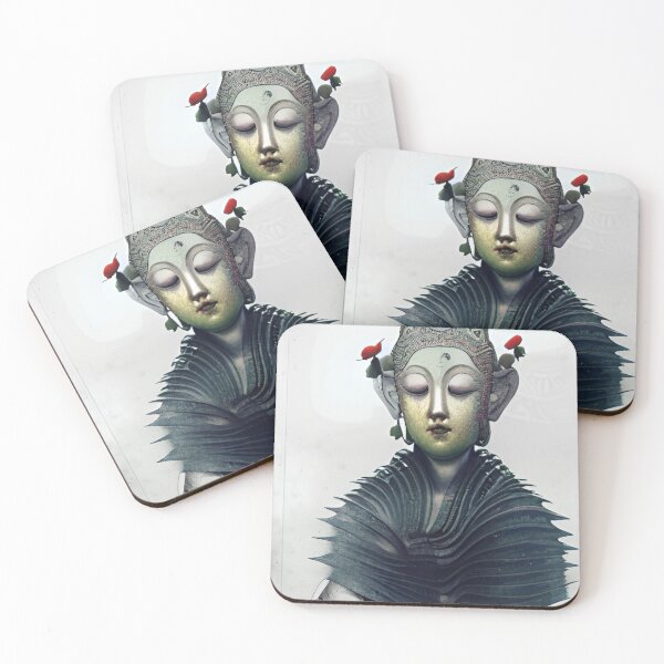 Item preview, Original Chinese Buddha Concept Art Digital Illustration Fantasy Portrait Asian Beauty Abstract Mystical Authentic Korean Japanese Traditional Ink Painting Face Mask Hanya Tattoo Character Design designed and sold by S Y N T H R E A L M.