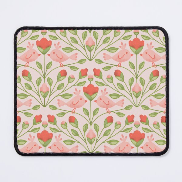 Item preview, Pink birds with corail and pink flowers garden on pink background designed and sold by MBCollections.