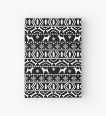 Beagle fair isle christmas black and white dog breed holiday gifts beagles pet Silhouettes Hardcover Journal