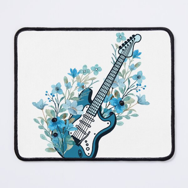 Item preview, Blue Floral Electric Guitar designed and sold by Lyssarien.