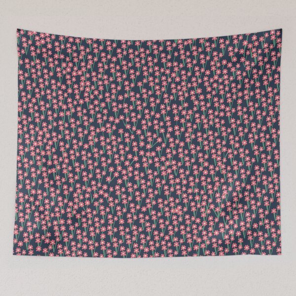 Item preview, Meadow full of flowers - Pink on Navy designed and sold by Quick Brown Fox Canada.