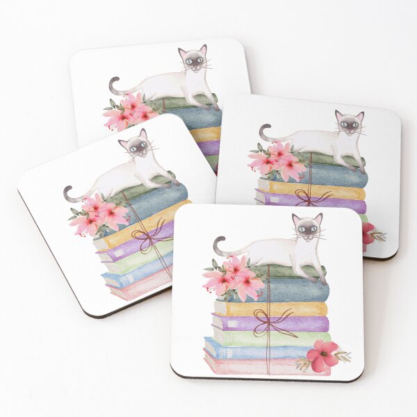 Item preview, Watercolor White Cat sleeping On A Stack Of Books designed and sold by virillanissa.