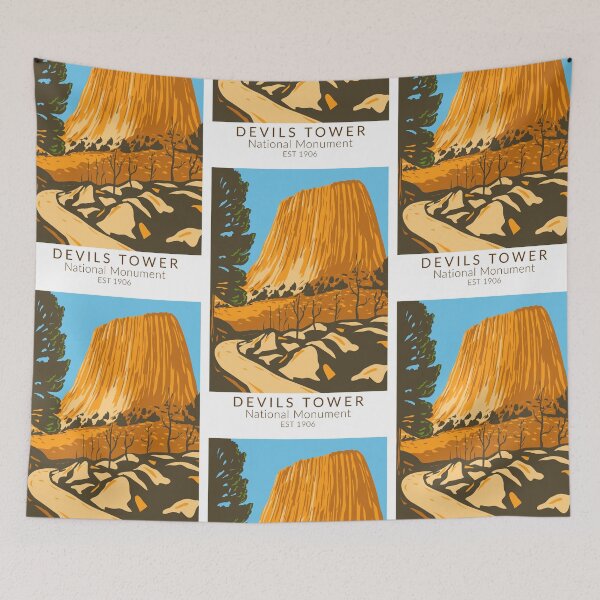 Item preview, Devils Tower National Monument Wyoming Vintage designed and sold by KrisSidDesigns.