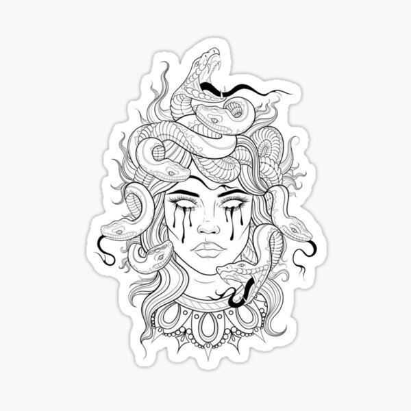 "Medusa Snake Face" Sticker for Sale by Browhiteart Redbubble