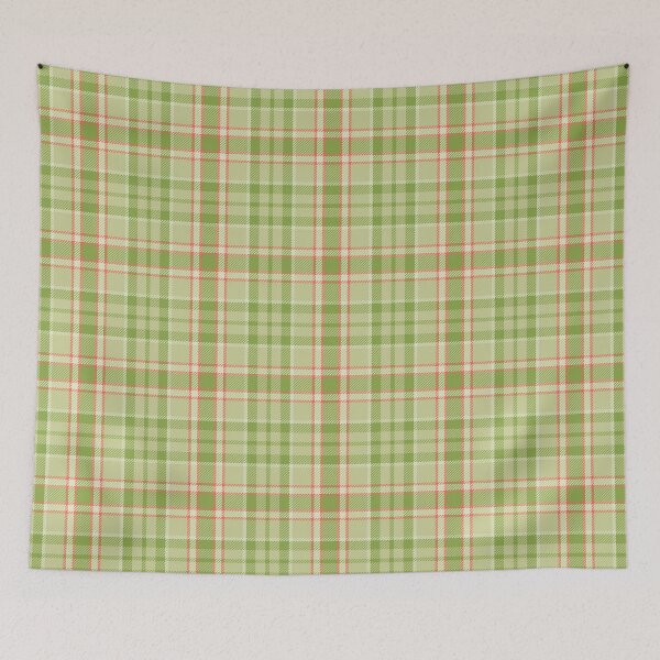 Aperçu de l'œuvre tartan ou plaid vert lime et corail créée et vendue par MBCollections.