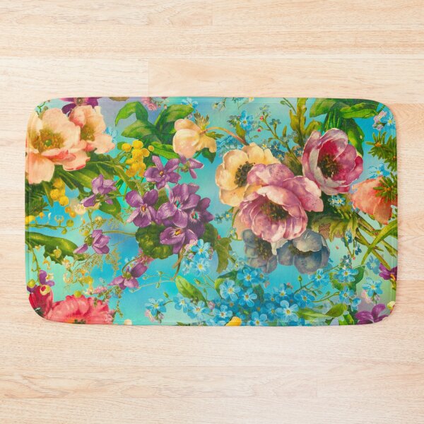 Artikelvorschau, Vintage Blumen und Rosen, Shabby Chic, Blumenmuster, Vintage Botanicals, blaue Minze Blumen entworfen und verkauft von ZeinabTaha.