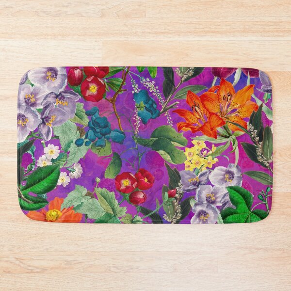 Item preview, Exotic flowers and leaves heaven, leaves and flowers tropical pattern, botanical illustration, pink blue floral illustration designed and sold by ZeinabTaha.