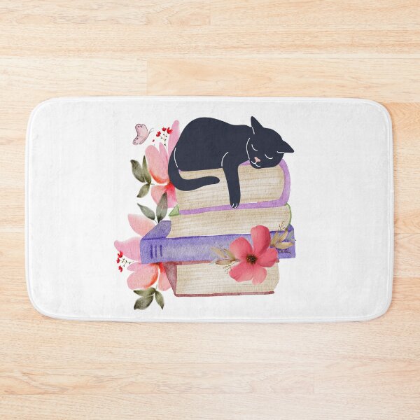 Item preview, Watercolor Black Cat sleeping On A Stack Of Books designed and sold by virillanissa.