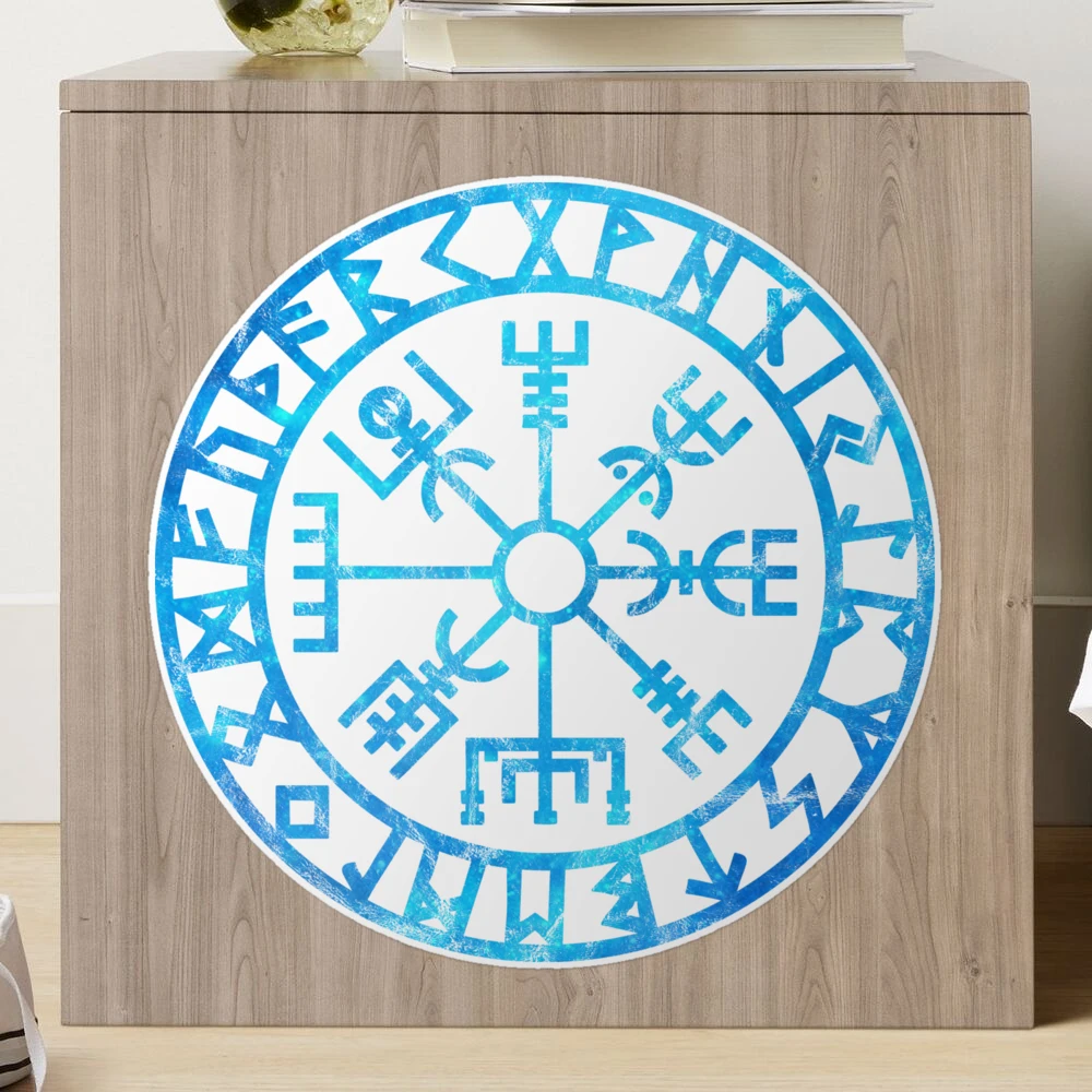 IELCJJ Pièce de monnaie Viking Vegvisir, boussole viking, mythologie nordique, voyageurs, talisman de protection avec runes viking, amulette viking