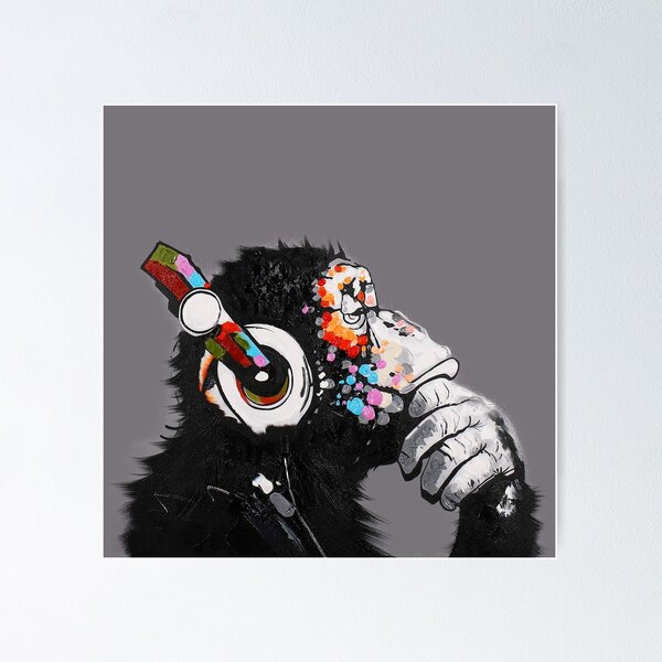 Aperçu de l'œuvre Chimpanzé penseur créée et vendue par WE-ARE-BANKSY.