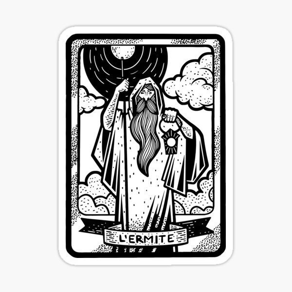 "Tarot playing card hermit sketch vector" Sticker for Sale by alexwro