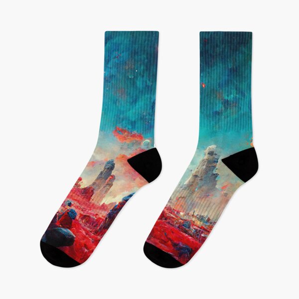 Item preview, Maroon red sci-fi landscape designed and sold by OkamiDoto.