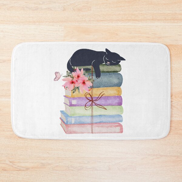 Item preview, Watercolor Black Cat sleeping On A Stack Of Books designed and sold by virillanissa.