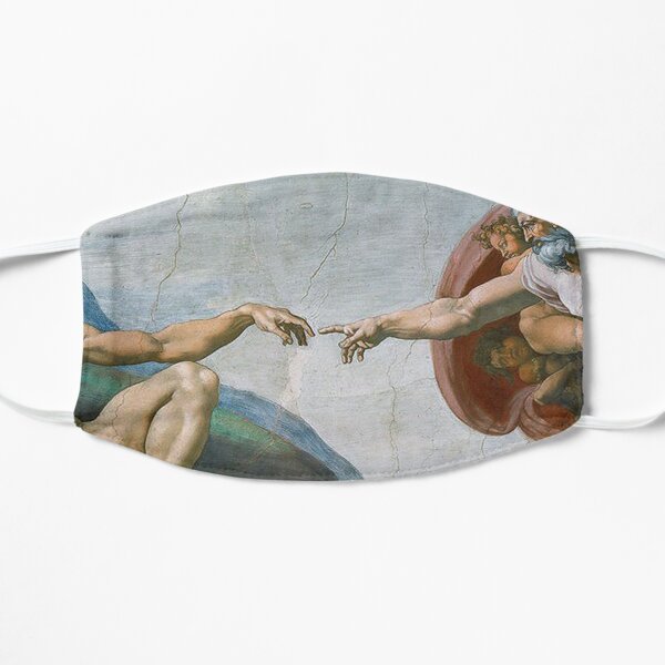 The Creation of Adam Painting by Michelangelo Sistine Chapel Design Flat Mask