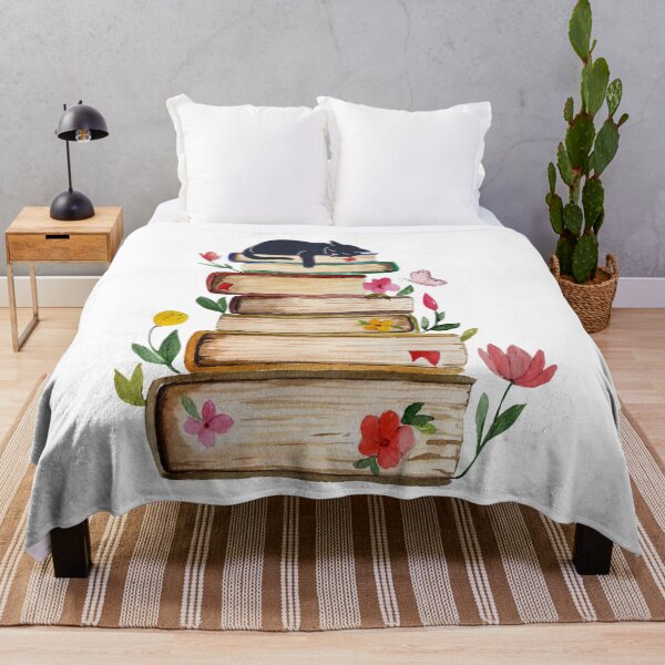 Item preview, Watercolor Black Cat sleeping On A Stack Of Books designed and sold by virillanissa.