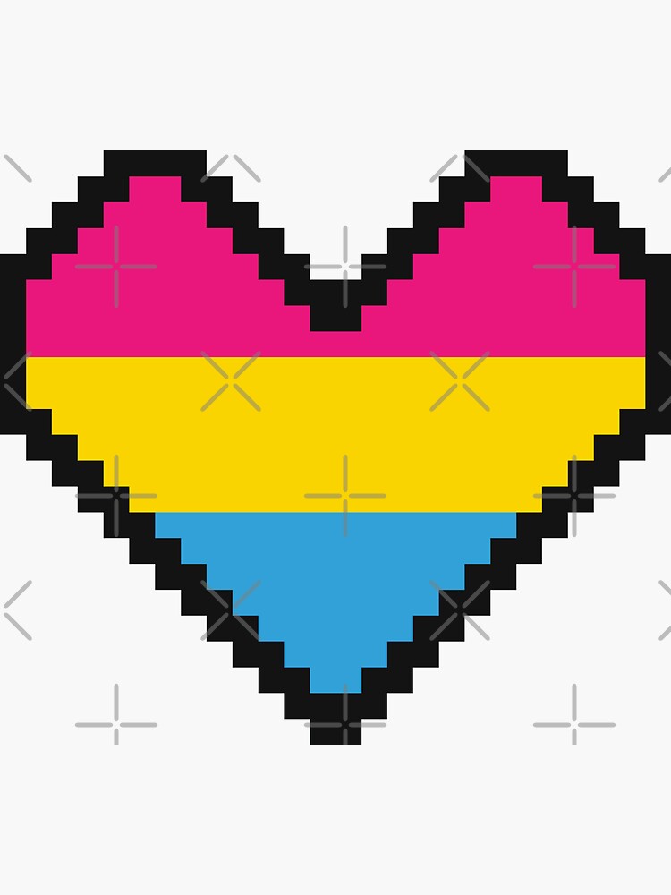 Pixel Art Pride Heart Pansexual Sticker For Sale By Goldthornguild