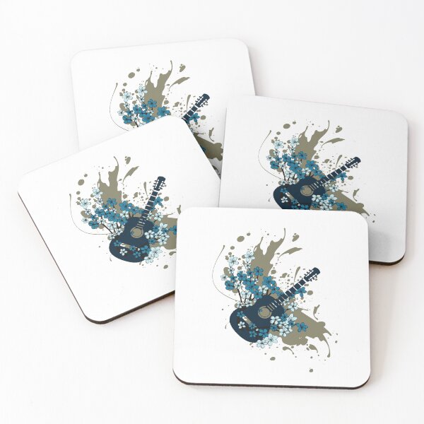 Item preview, Blue Floral Acoustic Guitar Splash designed and sold by Coffee Lifestyle.