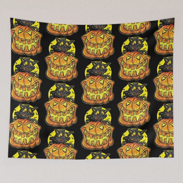 Item preview, Black Cat on a Jack-O-Lantern Pumpkin by eShirtlabs designed and sold by eShirtLabs.