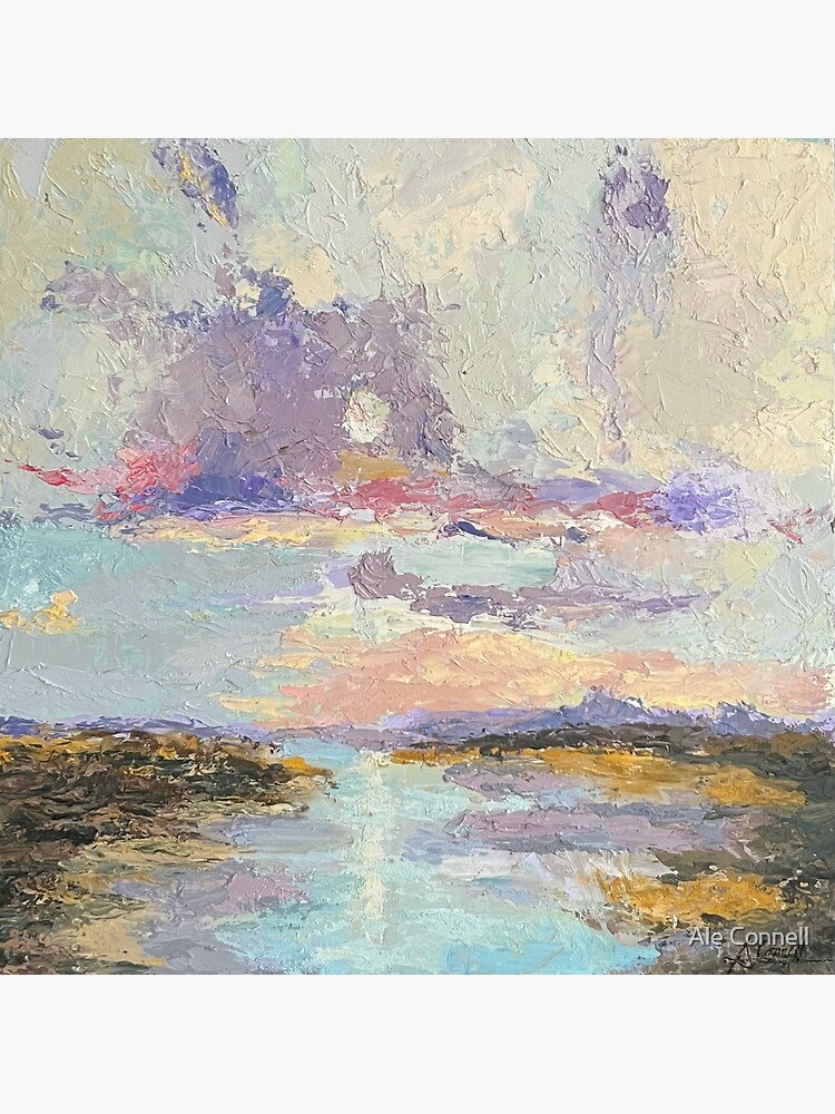 Thumbnail 3 of 3, Canvas Print, Sunset Over a River in Acrylics designed and sold by aleconnell.