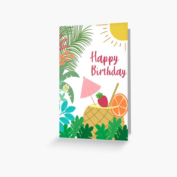 Birthday Tropical Drink Greeting Card