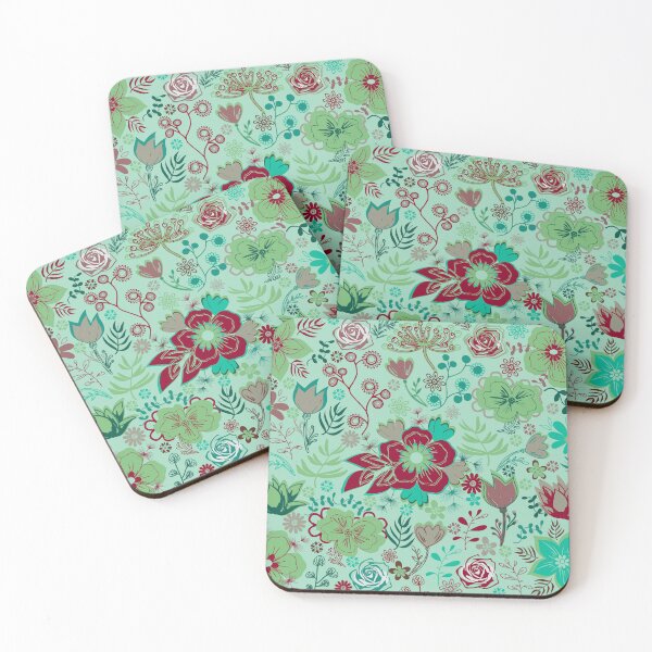 Item preview, Floral pattern on an emerald green background designed and sold by JeLoTall.