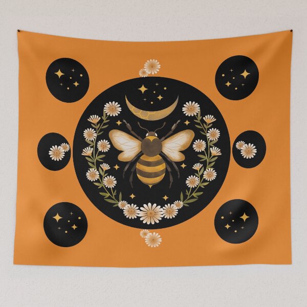 Item preview,  Bee and Flowers and Moon designed and sold by fatydesignspace.