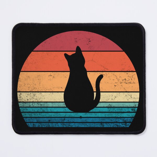Item preview, Black Cat Sitting Retro 80s Style Sunset Cute Kitten Vintage Funny Cat designed and sold by BunnyPrinceDegn.