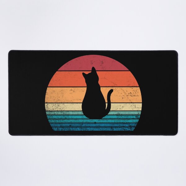 Item preview, Black Cat Sitting Retro 80s Style Sunset Cute Kitten Vintage Funny Cat designed and sold by BunnyPrinceDegn.