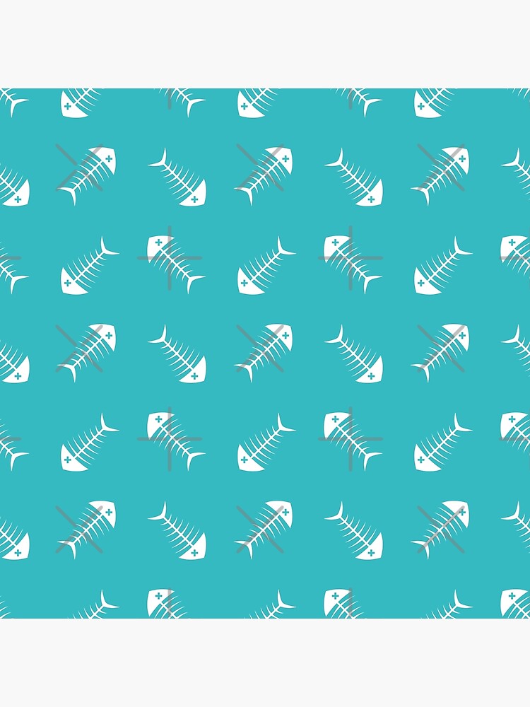 "Fish Bones Dead Fish Skeleton Pattern Light Blue" Poster for Sale by