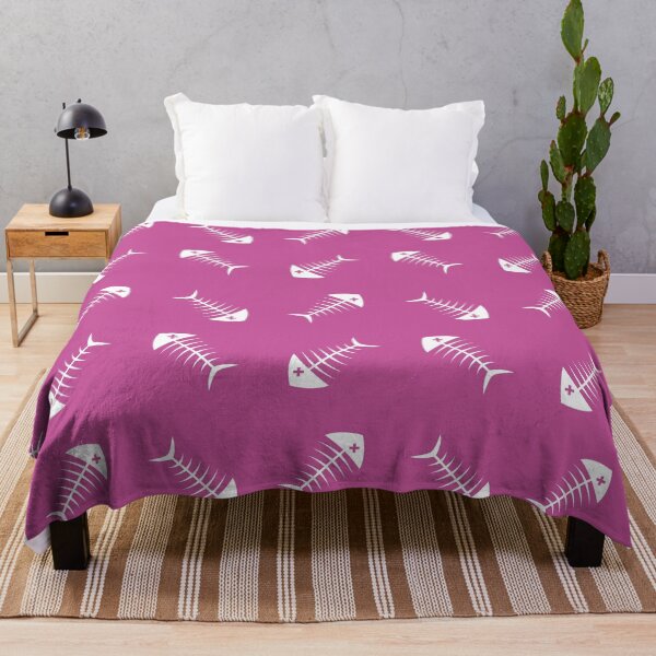 Item preview, Fish Bones Dead Fish Skeleton Pattern Pink designed and sold by PluckySquid.
