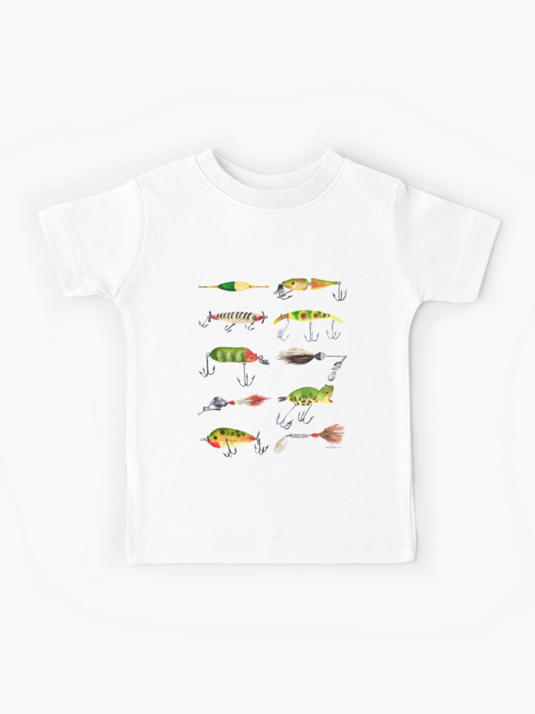 Vintage Fishing Lures Kids T-Shirt for Sale by LIMEZINNIASDES