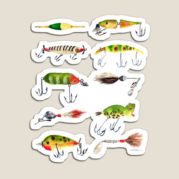 Vintage Fishing Lures Magnet for Sale by LIMEZINNIASDES