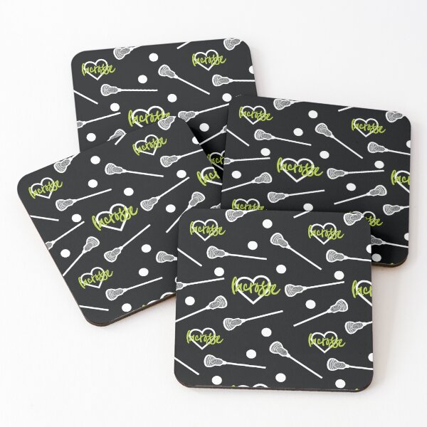 Item preview, Lime Green on Black Lacrosse Sticks and Hearts Pattern designed and sold by Susan Says.