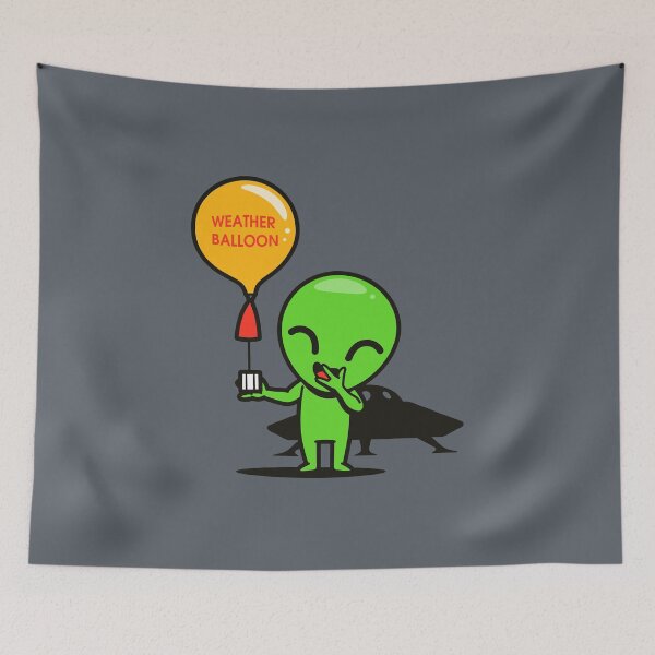 Item preview, Cute Kawaii Alien Holding a Weather Balloon Conspiracy Theory designed and sold by BoggsNicolasArt.