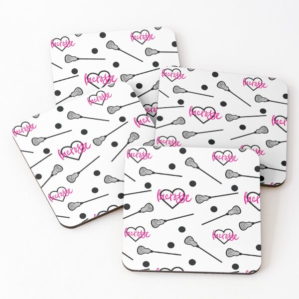 Item preview, Hot Pink on White Lacrosse Sticks and Hearts Pattern designed and sold by Susan Says.