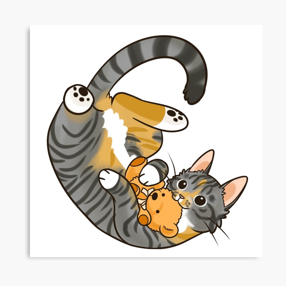 Impression Metallique Chat Tigre Gris Et Beige Par Pawlove Redbubble